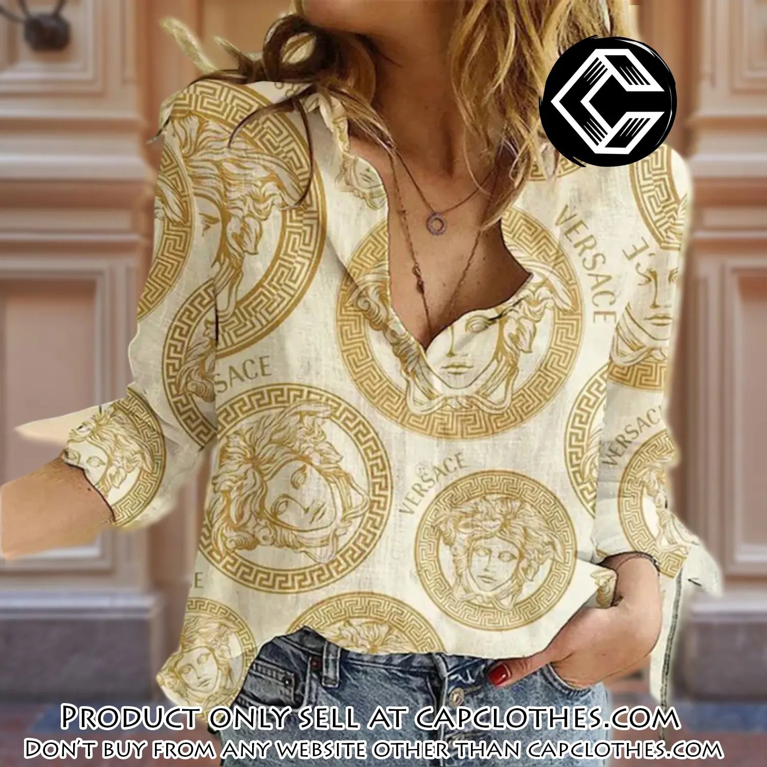 Versace luxury women casual shirt linen shirt wcs1066 cc0056775